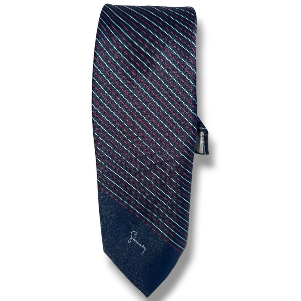 Givenchy Skinny Tie Navy Red Stripe Slim Modern Necktie Ivy League Country Club